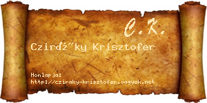 Cziráky Krisztofer névjegykártya